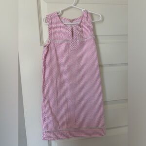Vineyard Vines girls (child) pink/white seersucker shift dress